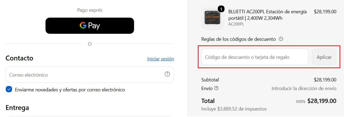 clic en el cupón