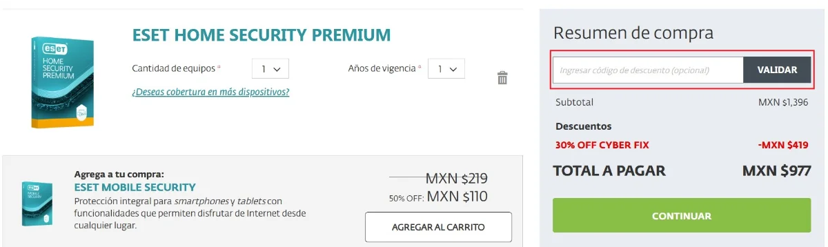 clic en el cupón
