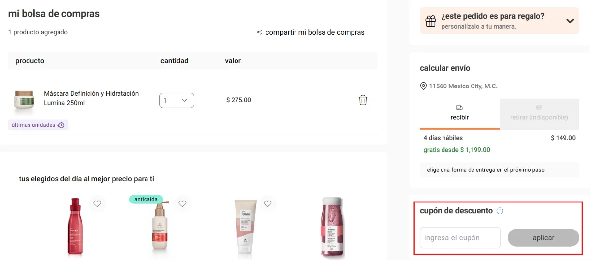 clic en el cupón